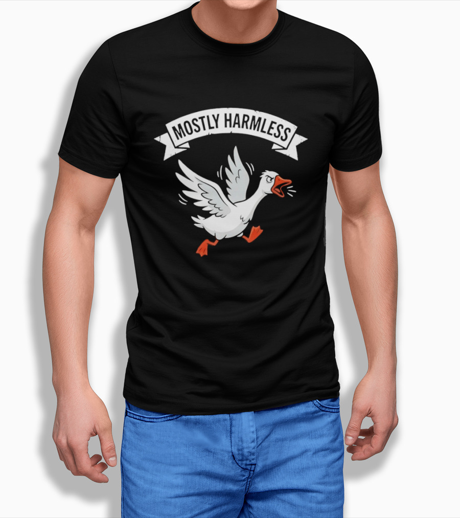 Goose Running And Screaming Mostly Harmless Funny Meme T-Shirt