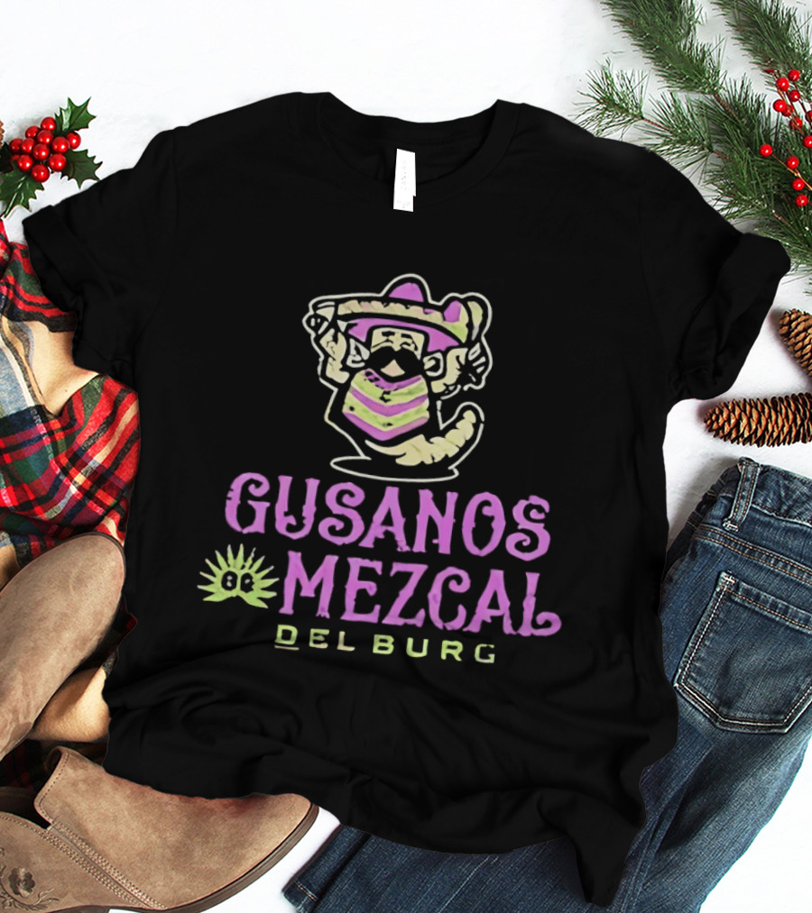 Gusanos Mezcal Del Burg 2026 Sombrero Worm Cartoon T-Shirt