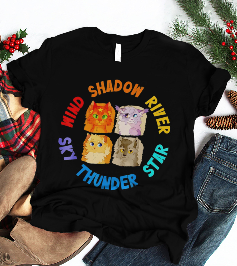 Wind Shadow River Star Thunder Sky Cats T-Shirt