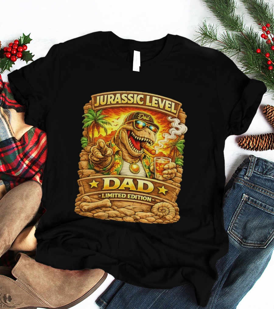 Jurassic Level Dad Dinosaurs Sunglasses Cigar Limited Edition T-Shirt