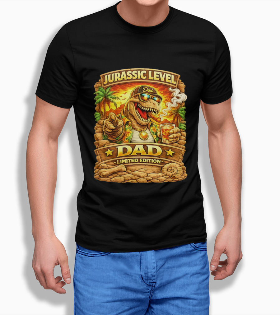 Jurassic Level Dad Dinosaurs Sunglasses Cigar Limited Edition T-Shirt