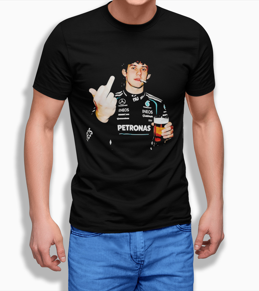 Kimi Antonelli F1 Petronas Mercedes Smoking Beer Middle Finger T-Shirt