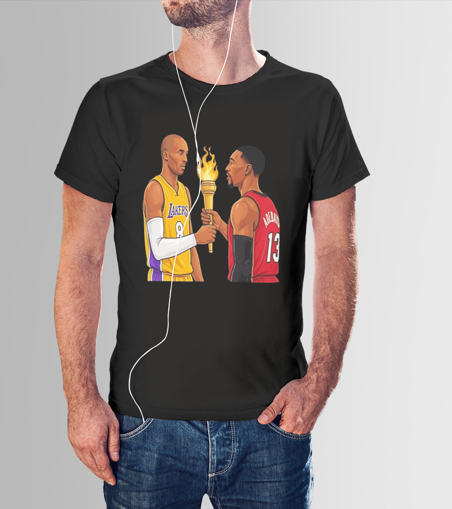Kobe Lakers Number 8 Passing Torch To Adebayo Number 13 Basketball Moment T-Shirt