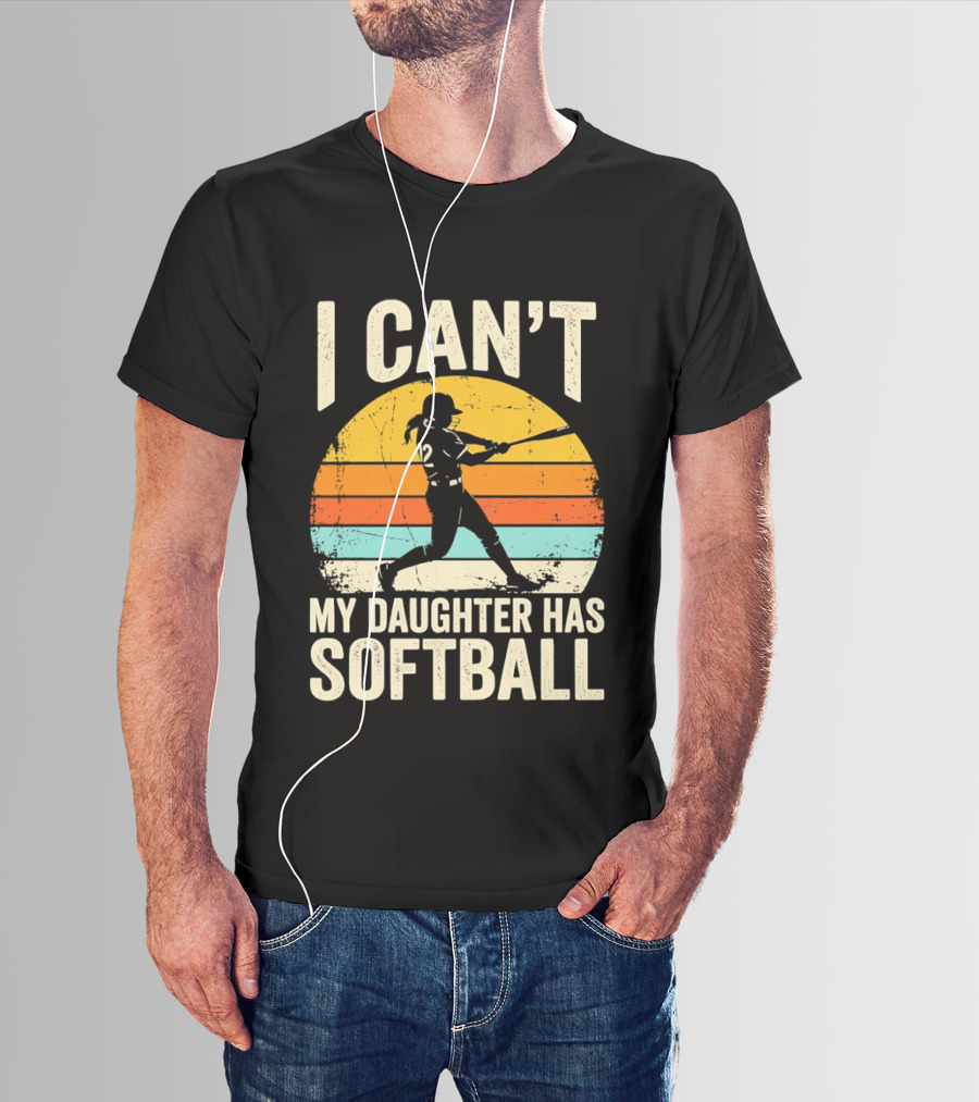 Softball Player 12 I Can't My Daughter Has Softball Sunset T-Shirt