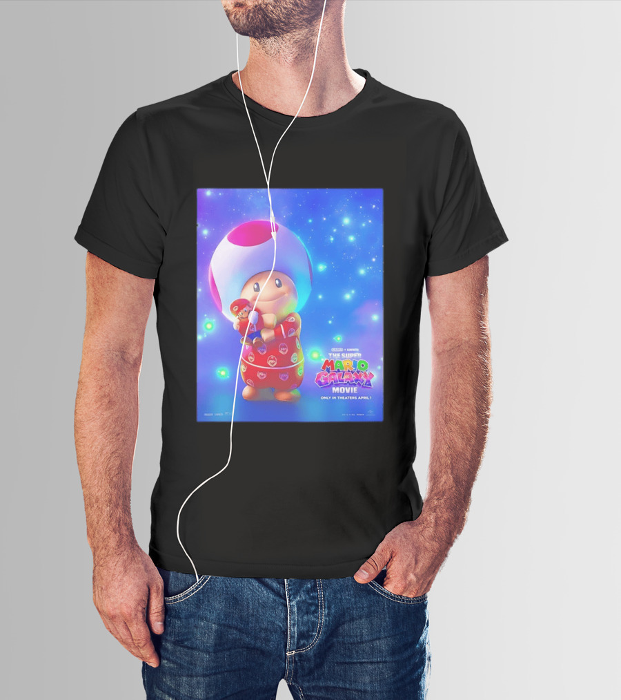 The Super Mario Galaxy Movie Toad Hugging Mario Pajamas Only In Theaters April 1 T-Shirt