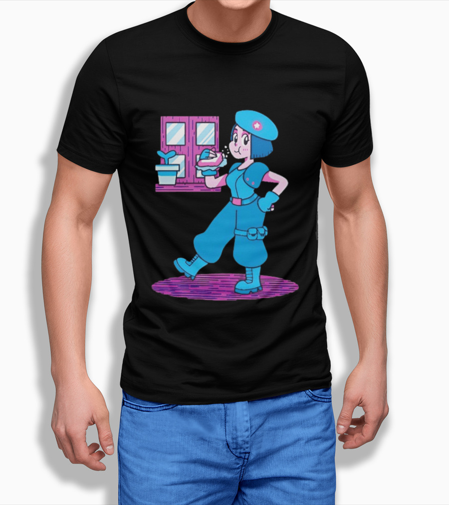 Cartoon Zombie Fighter Holding Plant And Spray T-Shirt