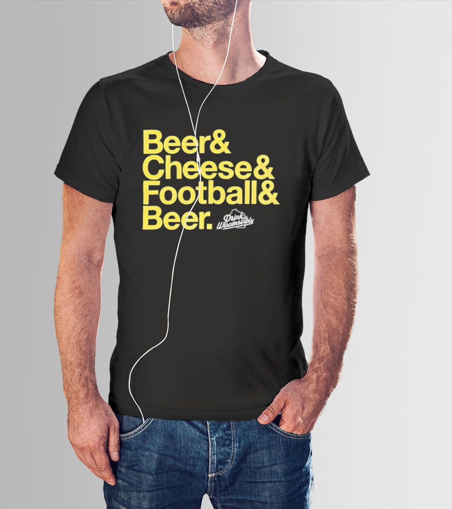 Beer Cheese Football Beer Drink Wisconsibly Packers Fans Game Day T-Shirt