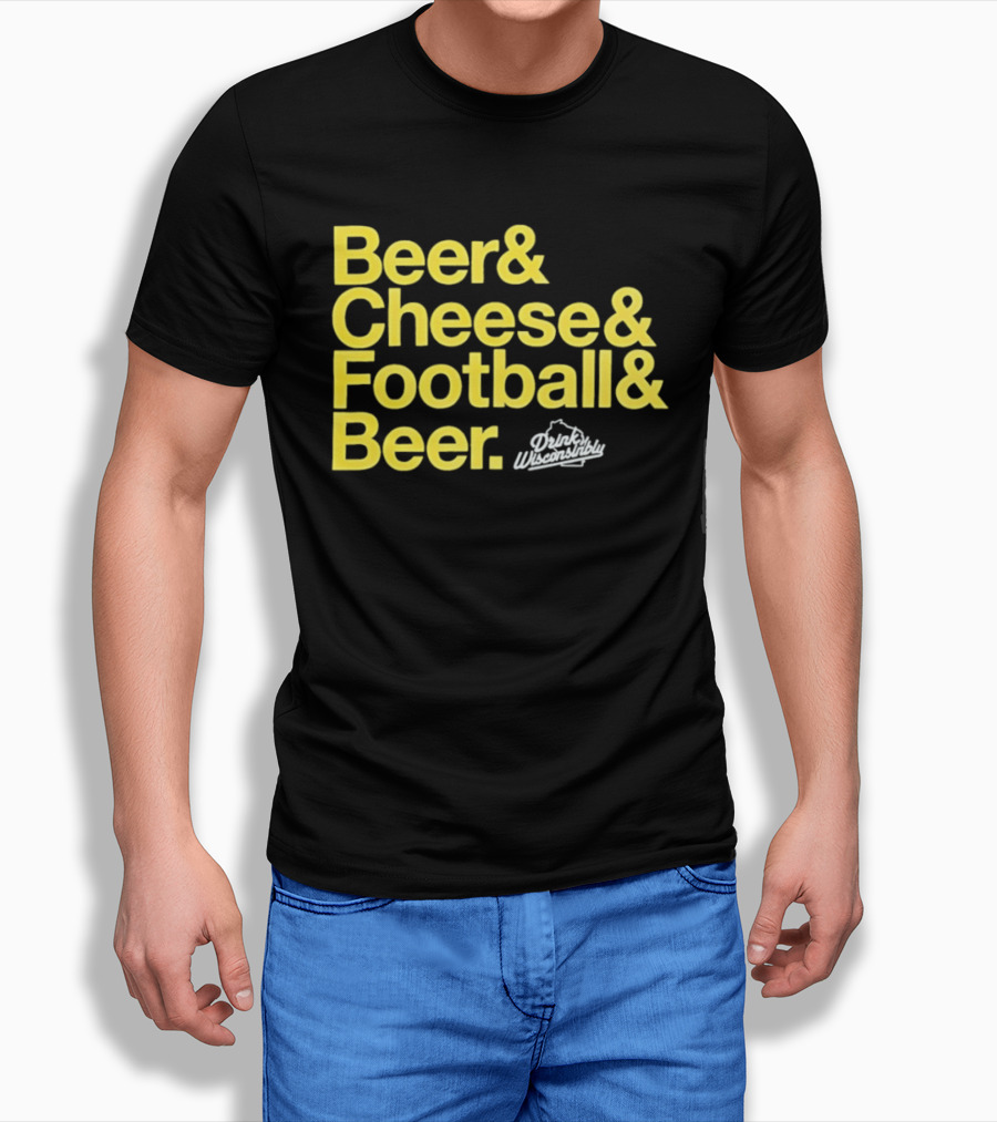 Beer Cheese Football Beer Drink Wisconsibly Packers Fans Game Day T-Shirt