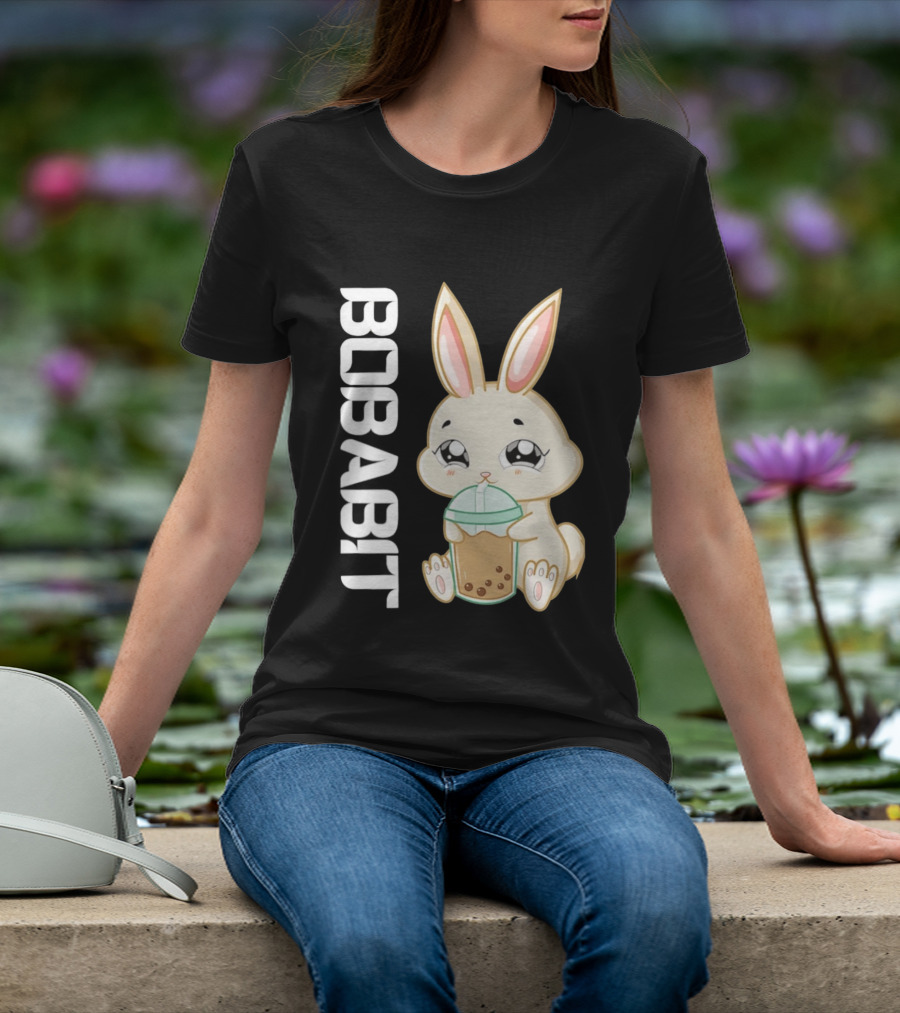 Bobabbit Cute Bunny Drinking Boba Tea T-Shirt
