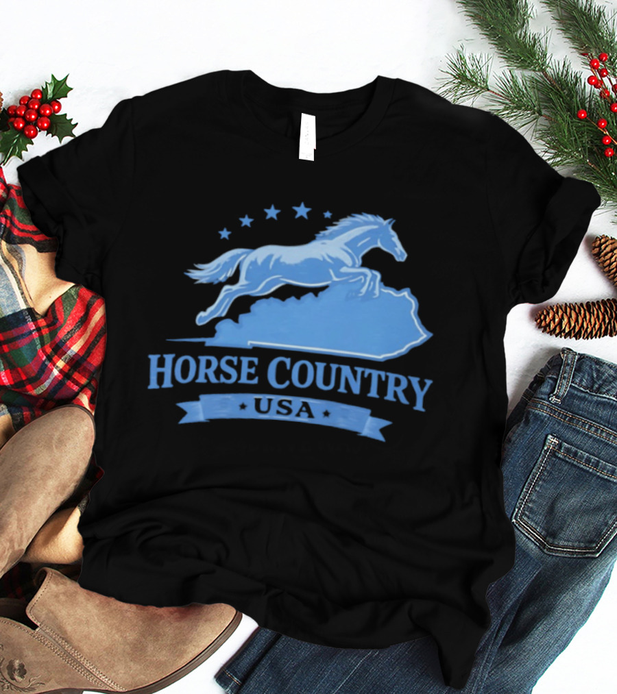 Horse Country USA Blue Horse Kentucky Stars T-Shirt