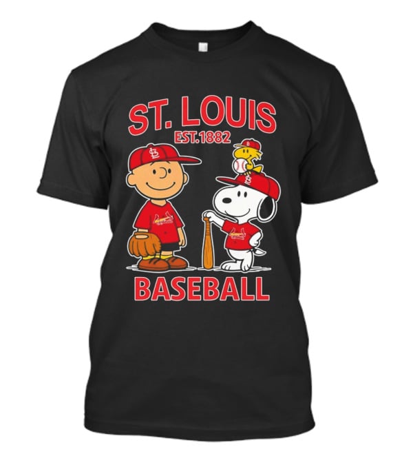 Charlie Brown Snoopy Woodstock St Louis Cardinals Baseball Est 1882 T-Shirt