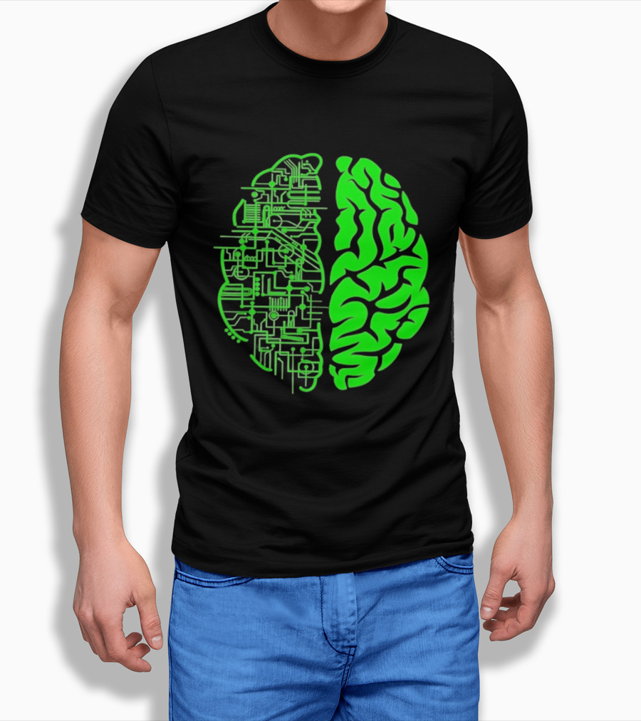 Mind Vs Machine Circuitry Brain Dual Personality T-Shirt