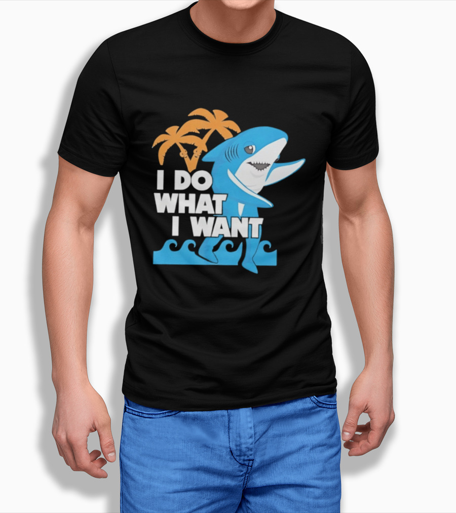 I Do What I Want Shark Palm Tree Sea Waves T-Shirt