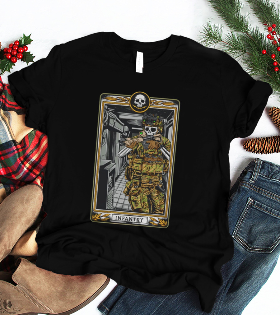 Infantry Skeleton Tactical Soldier Card T-Shirt