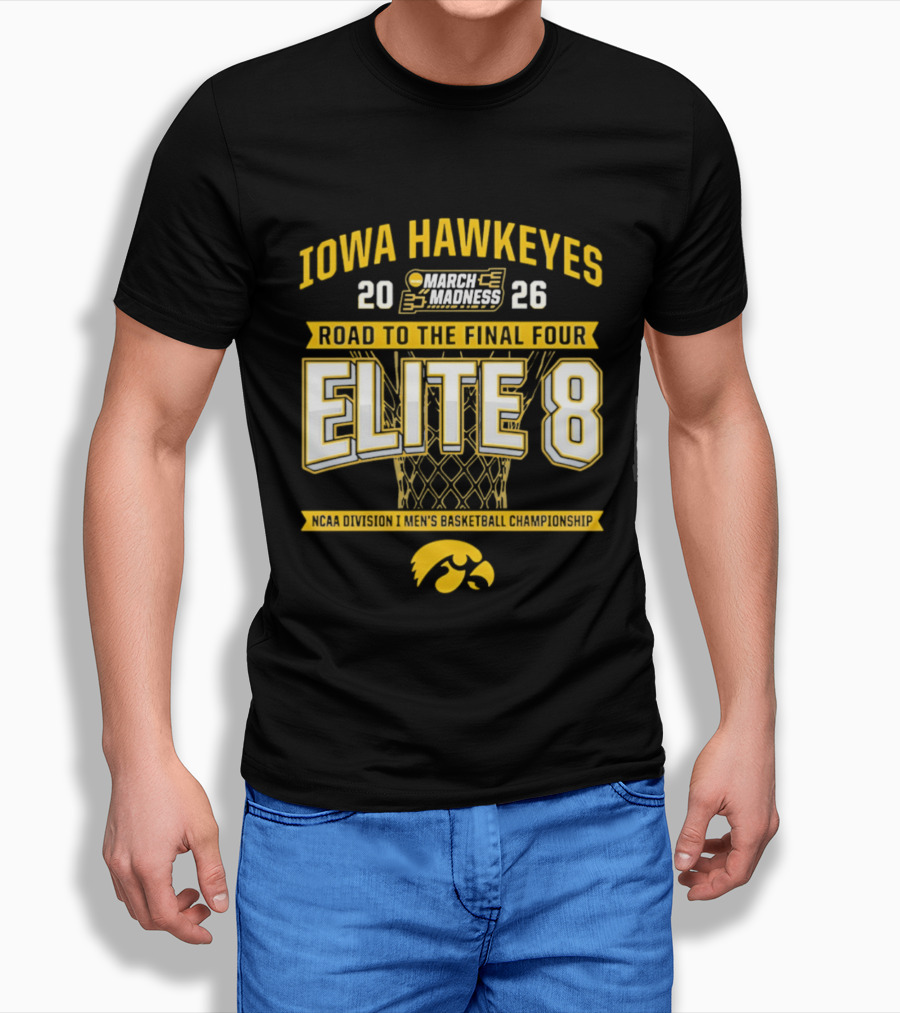 Iowa Hawkeyes 2026 March Madness Road To Final Four Elite 8 NCAA Men's Basketball Championship T-Shirt