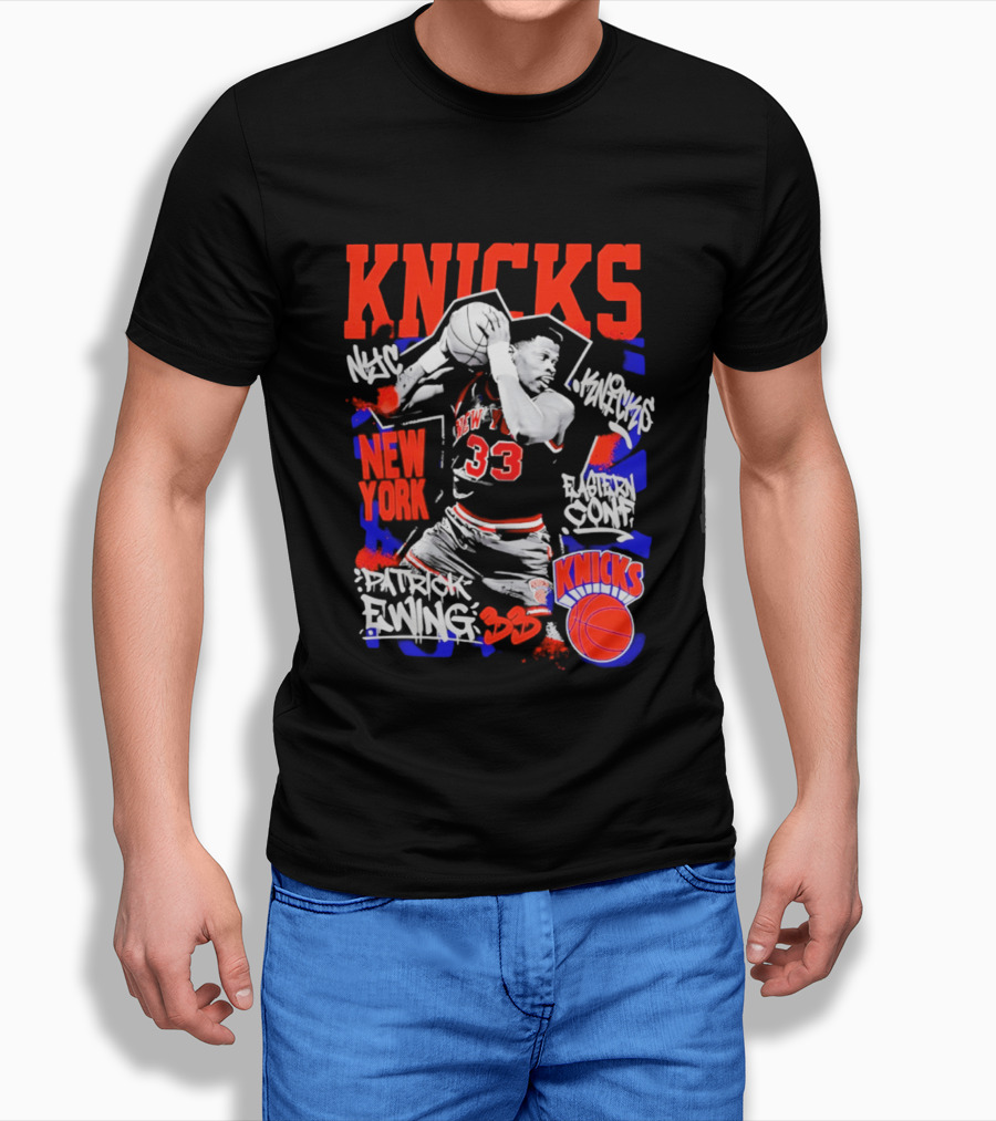 Patrick Ewing New York Knicks Iconic Dunk 33 Legends T-Shirt