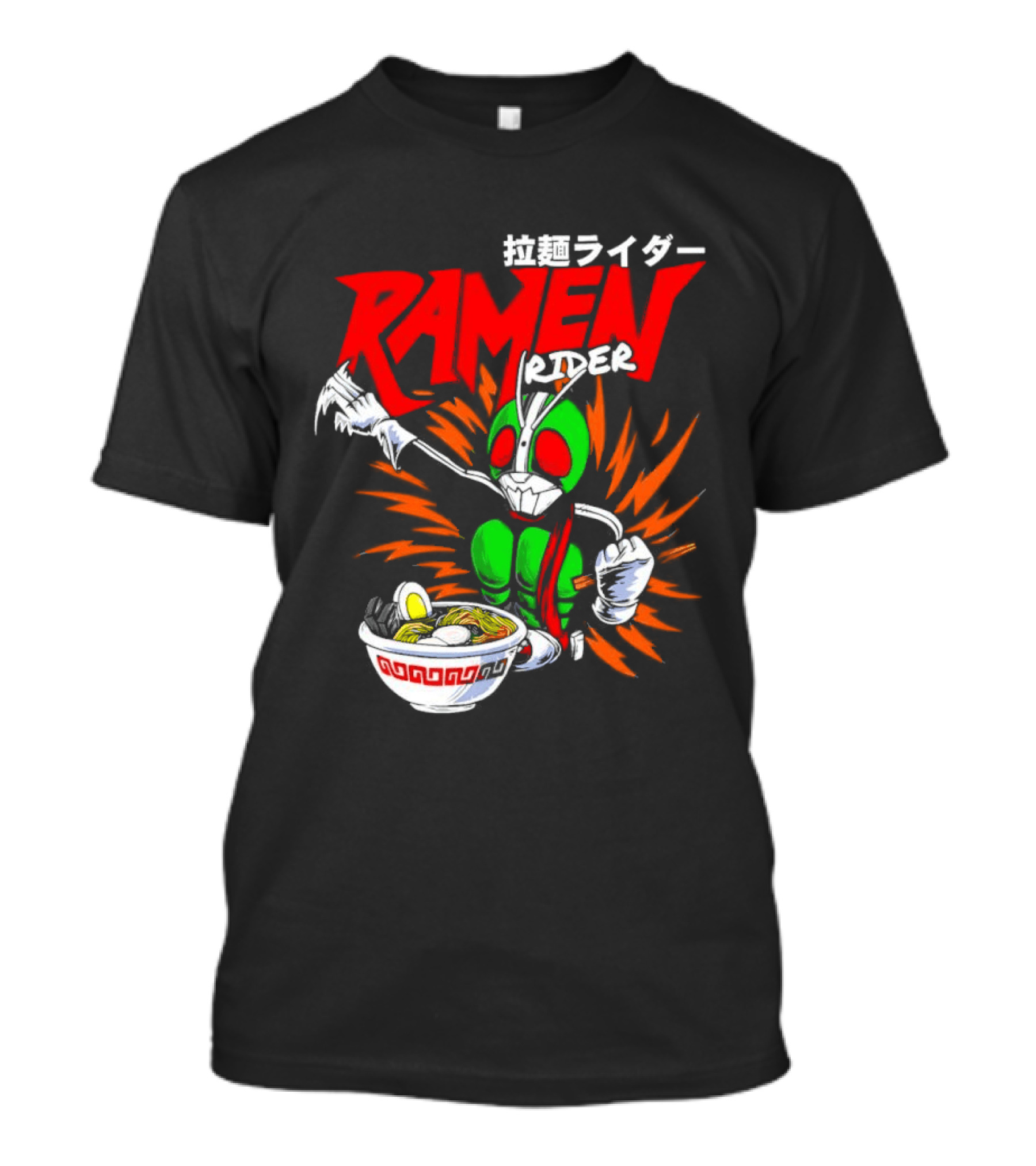 Ramen Rider Japanese Text Meme Funny Bowl Explosion T-Shirt