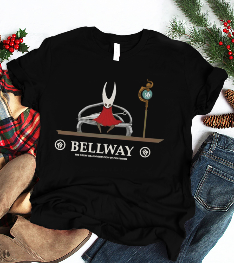 Silksong Bellway The Great Transportation Of Pharloom Hollow Knight Hornet Sitting Bench T-Shirt