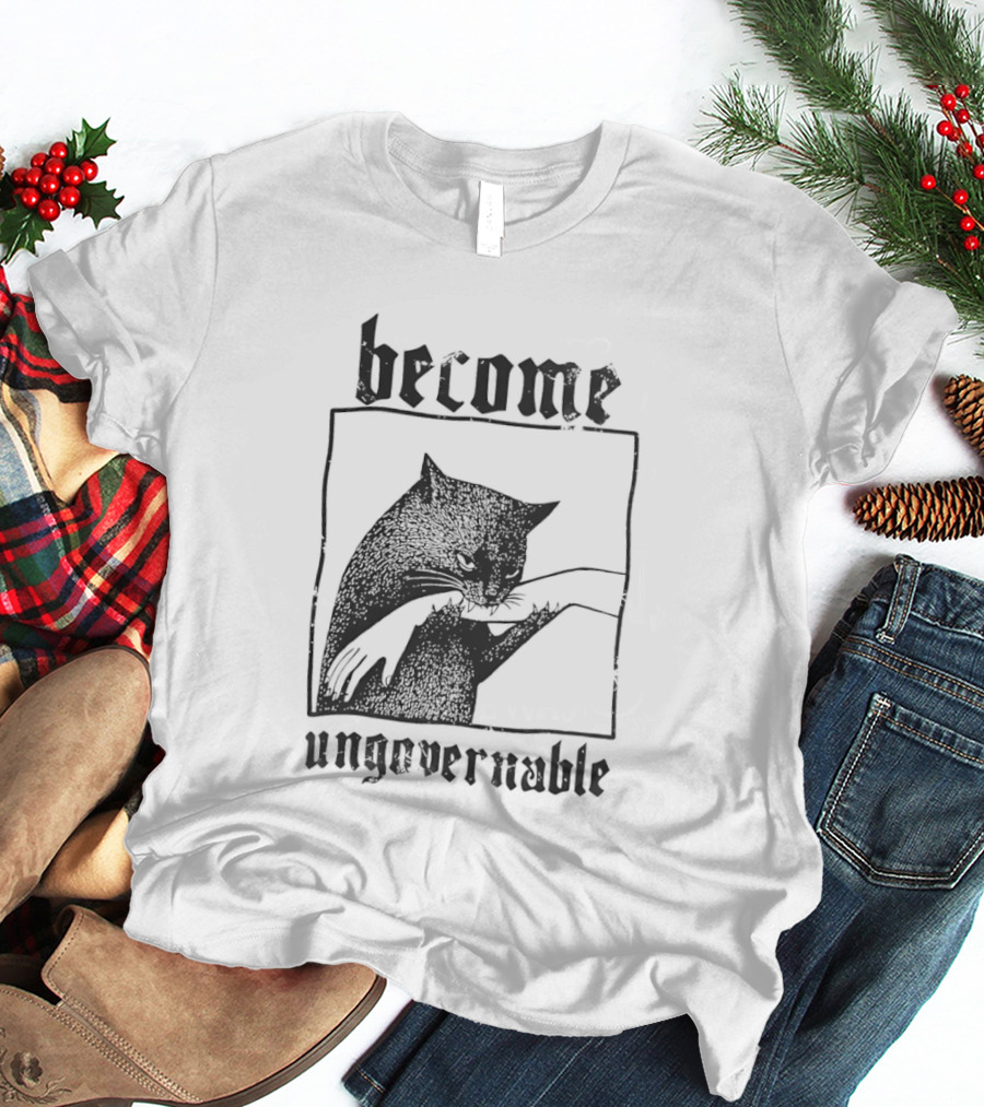 Become Ungovernable Black Cat Bit Hand T-Shirt