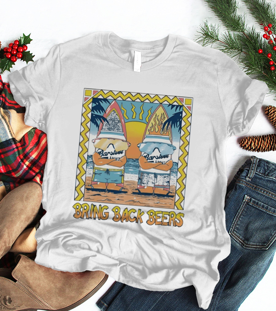 Barstool Surfer Gnomes Bring Back Beers Beach Scene T-Shirt