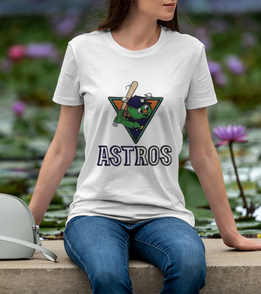 Astros Orbit Baseball Character Triangular Backdrop Homage T-Shirt
