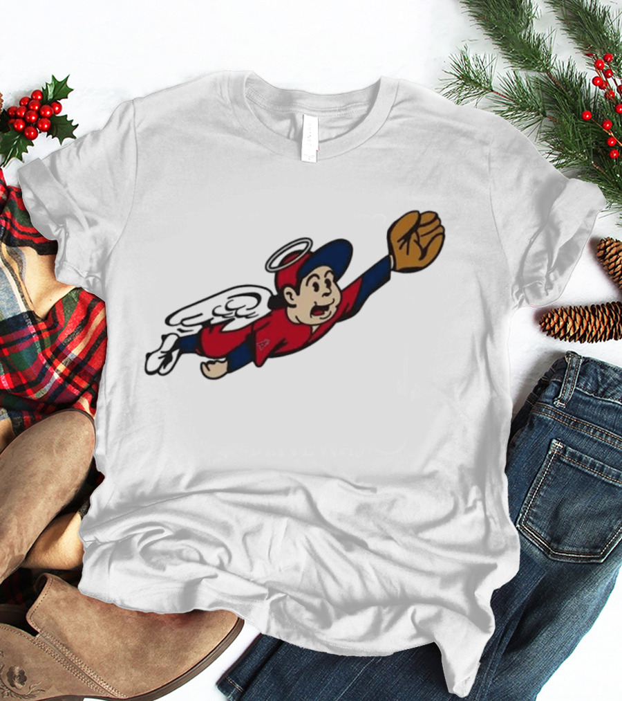 Los Angeles Angels Little Halo Boy Flying Baseball Player With Wings And Glove T-Shirt