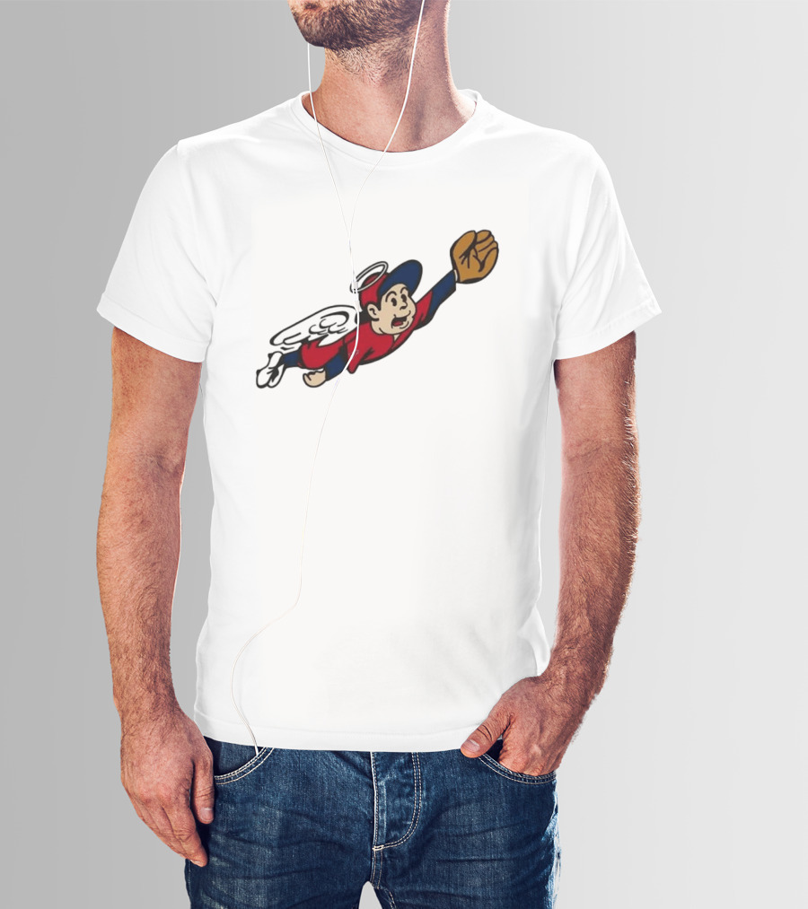 Los Angeles Angels Little Halo Boy Flying Baseball Player With Wings And Glove T-Shirt