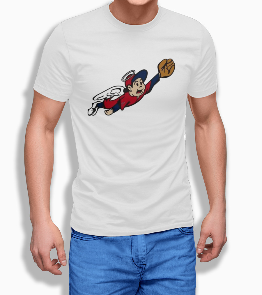 Los Angeles Angels Little Halo Boy Flying Baseball Player With Wings And Glove T-Shirt