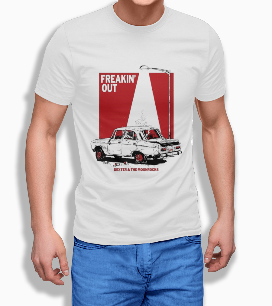 Dexter And The Moonrocks Freakin' Out Tour Car Under Red Light With Smoke T-Shirt