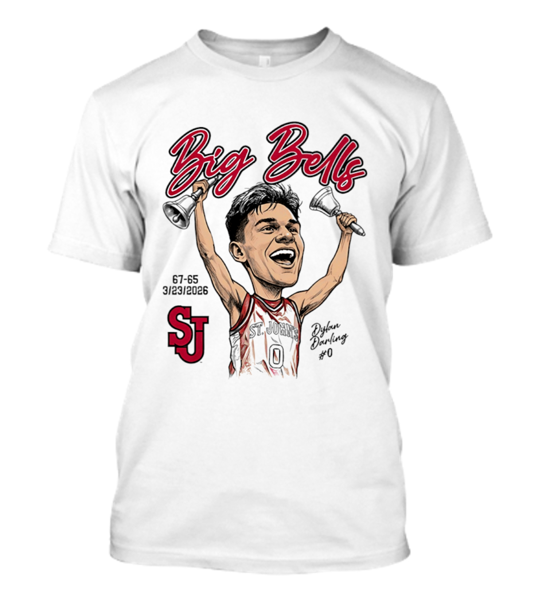 St. John's Red Storm Dylan Darling Big Bells Caricature 67 65 3/23/2006 T-Shirt