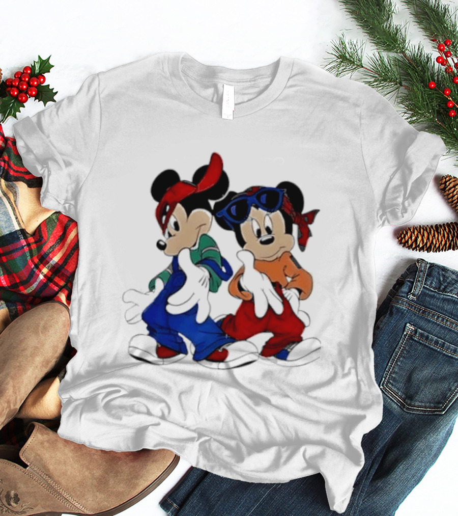 Mickey Minnie Mouse Hip Hop Style Outfits Vintage Look T-Shirt