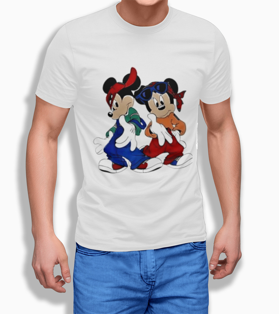 Mickey Minnie Mouse Hip Hop Style Outfits Vintage Look T-Shirt