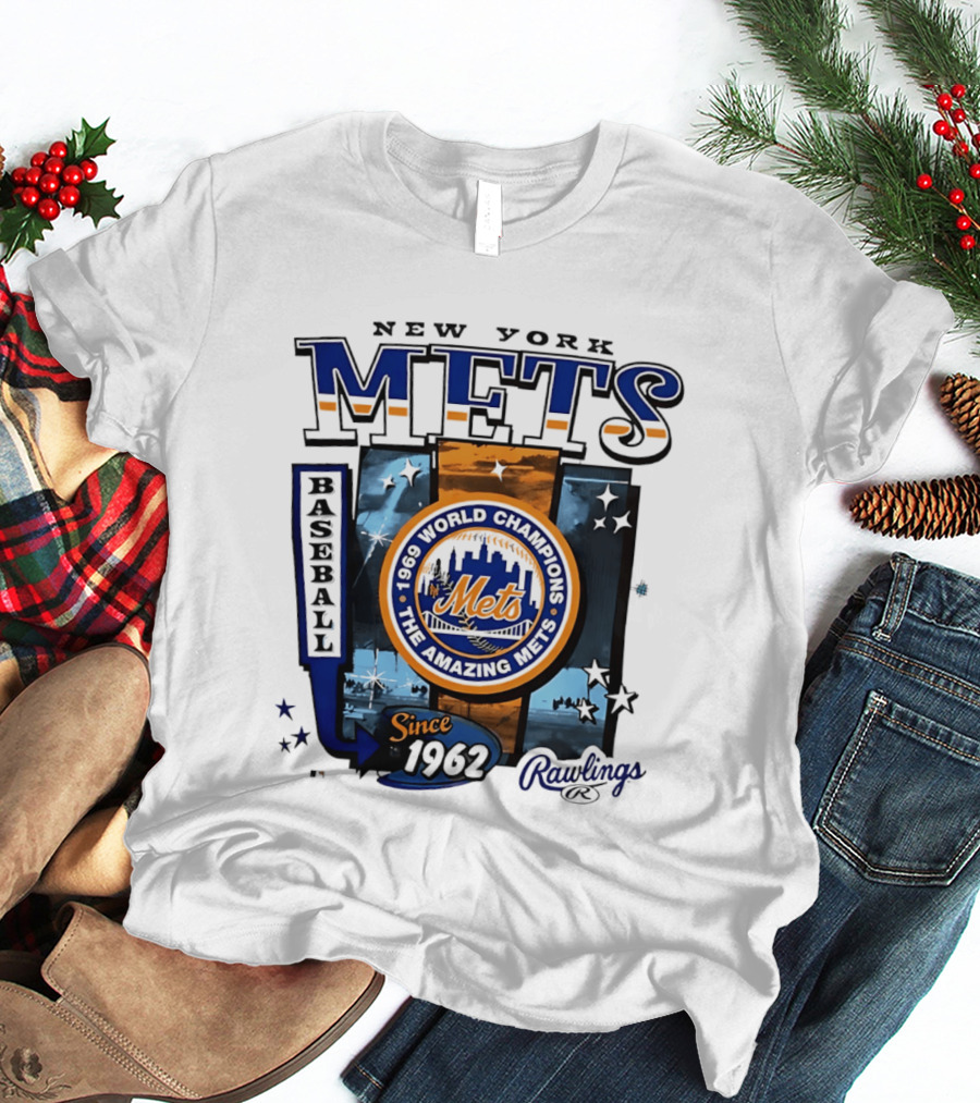 New York Mets 1969 World Champions Amazing Since 1962 Rawlings Baseball T-Shirt