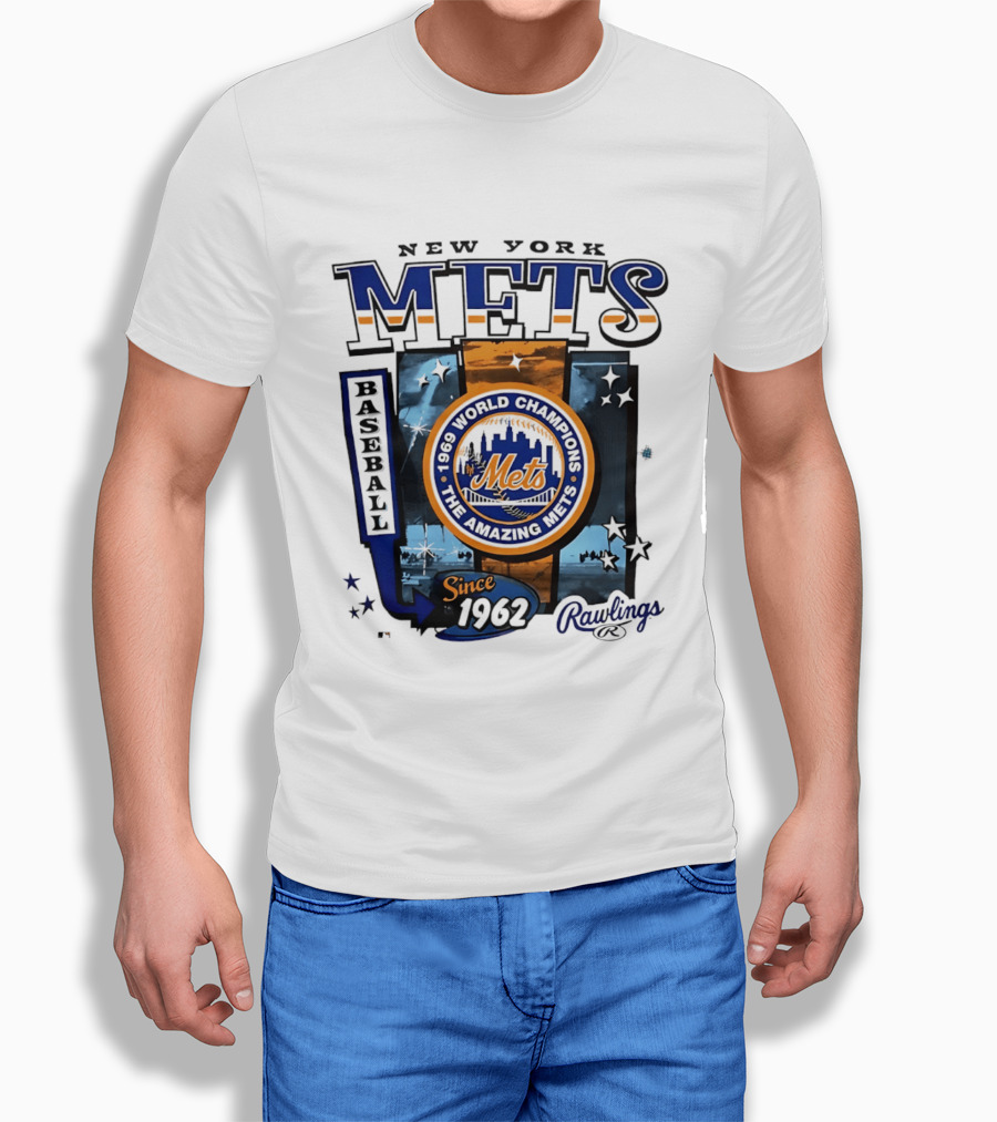 New York Mets 1969 World Champions Amazing Since 1962 Rawlings Baseball T-Shirt