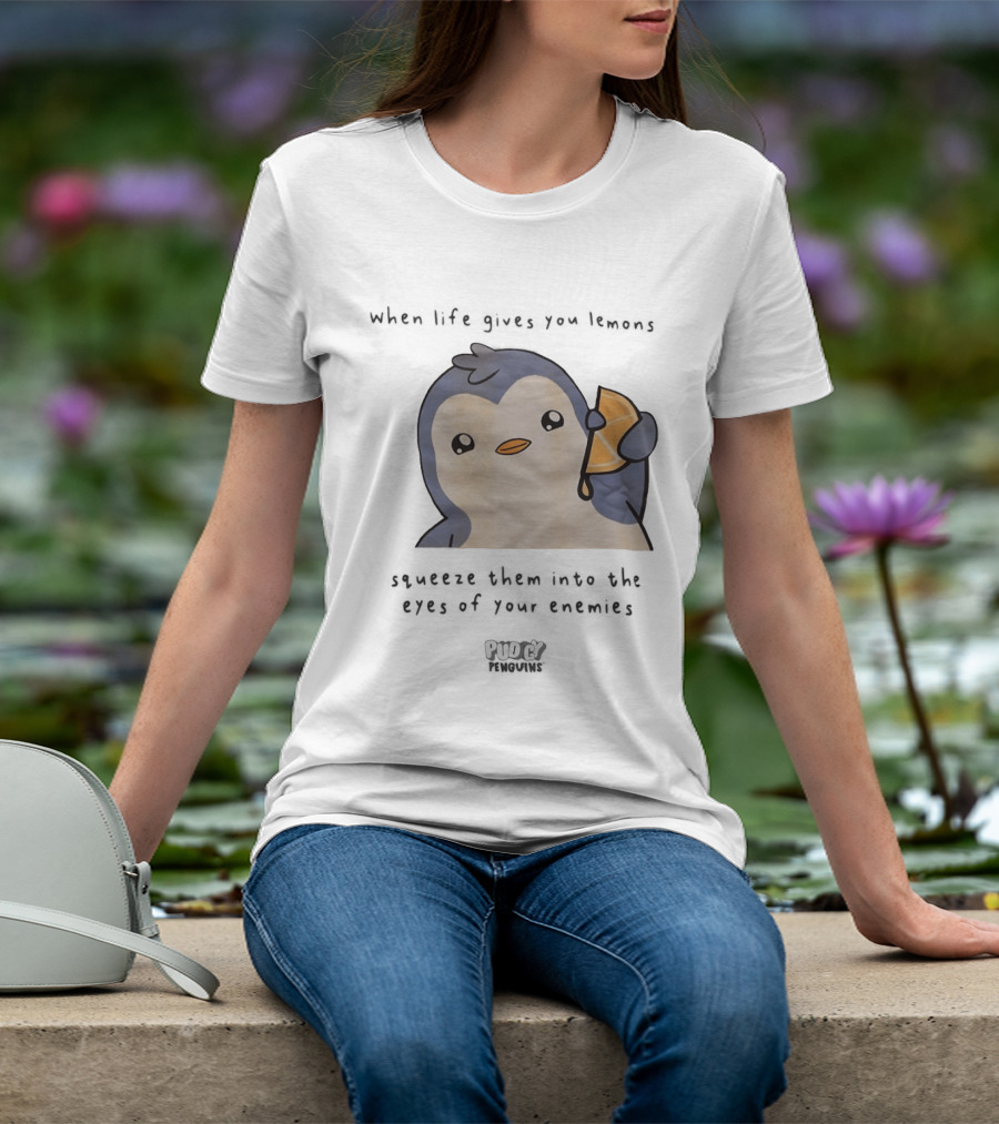 When Life Gives You Lemons Squeeze Them Into The Eyes Of Your Enemies Pudgy Penguins Cartoon T-Shirt