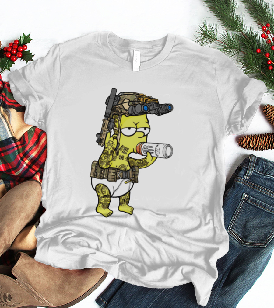 Bart Simpson Tactical Gear Night Vision Tattoo Parody Yung Bart T-Shirt