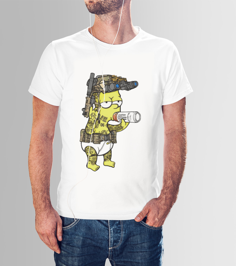 Bart Simpson Tactical Gear Night Vision Tattoo Parody Yung Bart T-Shirt