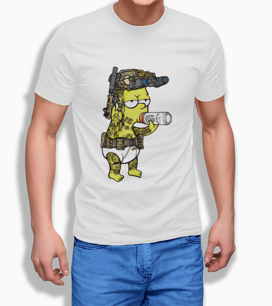 Bart Simpson Tactical Gear Night Vision Tattoo Parody Yung Bart T-Shirt