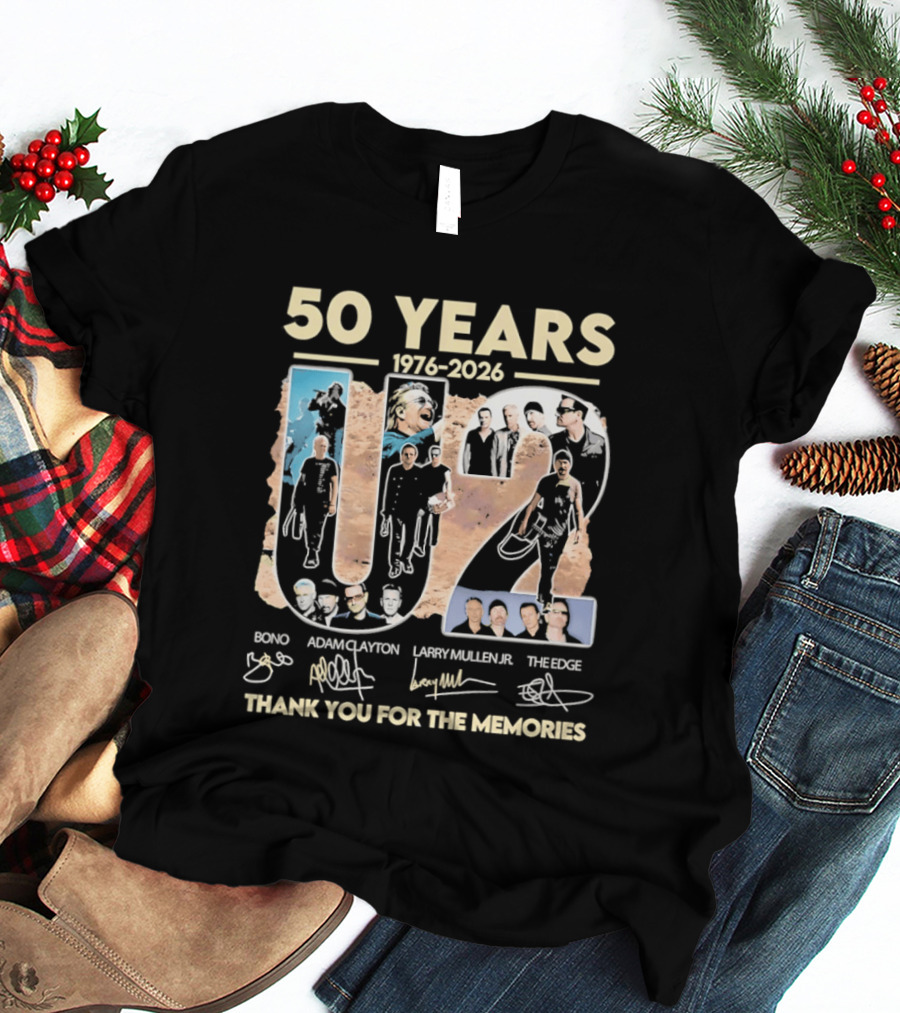 50 Years 1976 2026 U2 Bono Adam Clayton Larry Mullen The Edge Thank You For The Memories T-Shirt