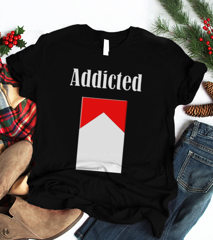 Addicted Cigarette Box Red And White T-Shirt