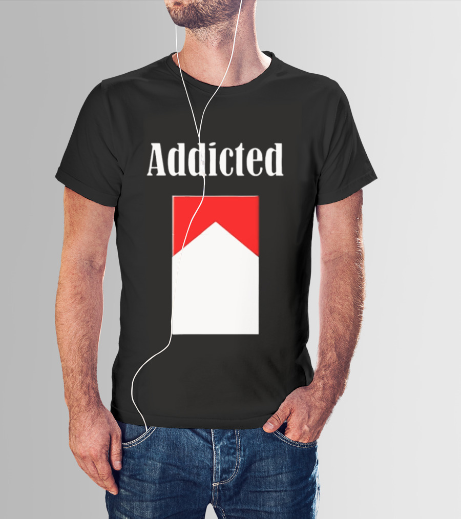 Addicted Cigarette Box Red And White T-Shirt