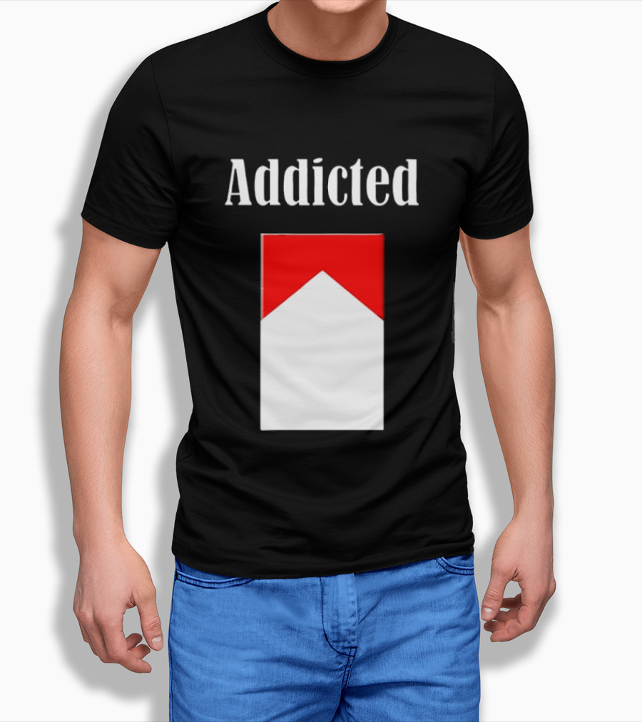 Addicted Cigarette Box Red And White T-Shirt