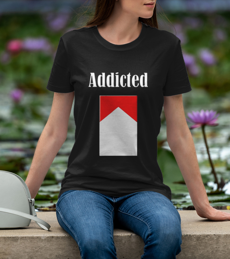 Addicted Cigarette Box Red And White T-Shirt