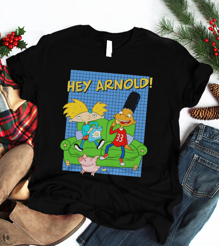 Hey Arnold Gerald And Abner Football Cartoon Couch Sitting T-Shirt