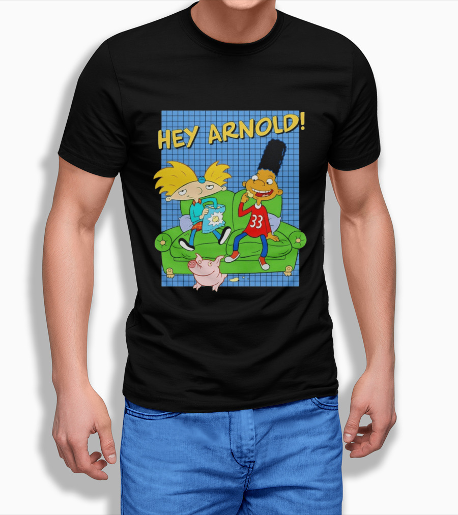 Hey Arnold Gerald And Abner Football Cartoon Couch Sitting T-Shirt
