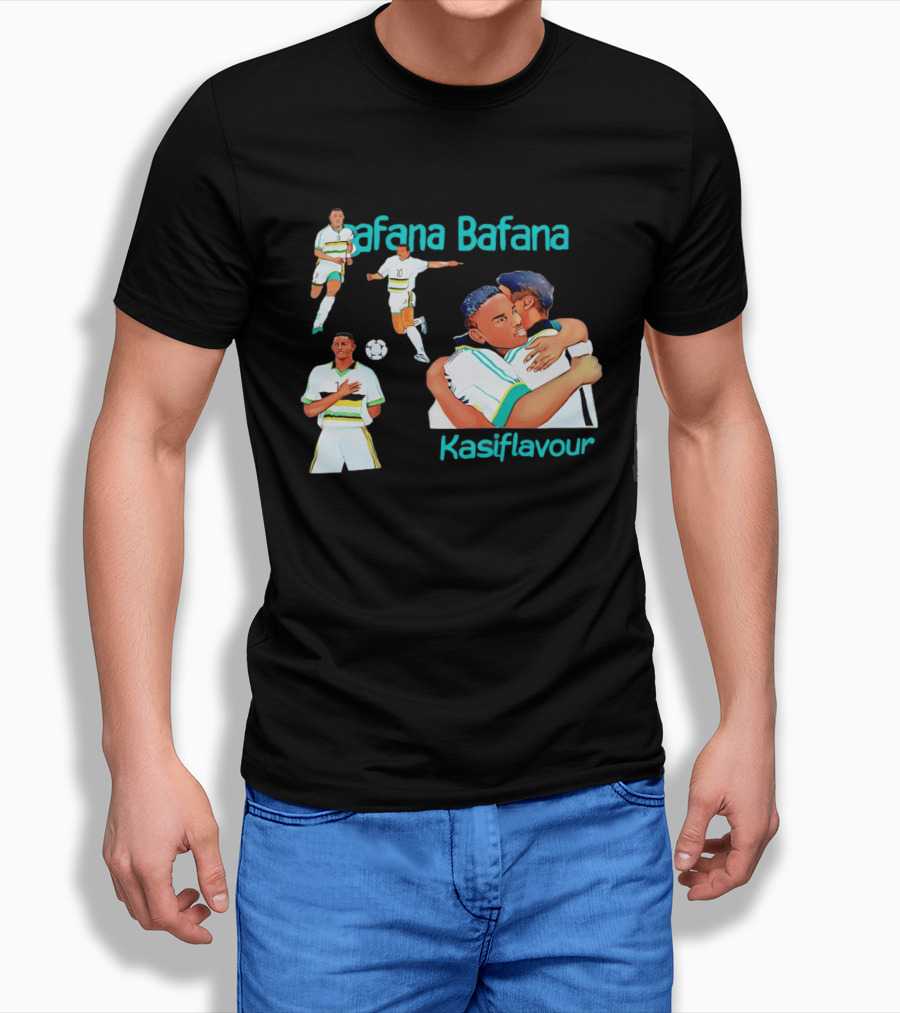 Bafana Bafana Kasi Flavour South African Football Players With Soccer Ball And Embrace T-Shirt
