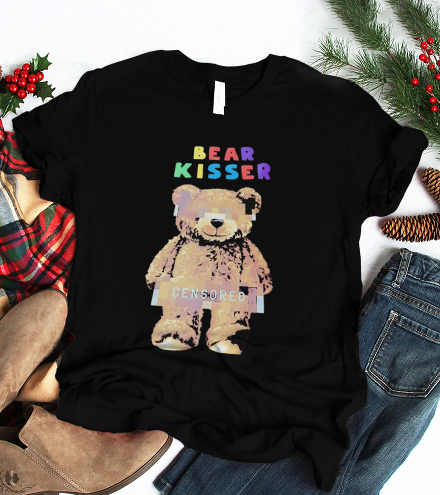 Bear Kisser Censored Pixelated Teddy Bear T-Shirt