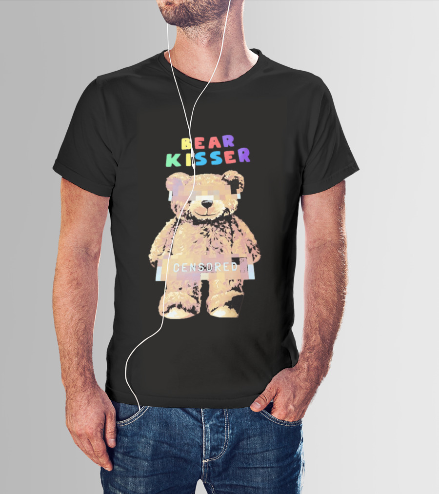 Bear Kisser Censored Pixelated Teddy Bear T-Shirt