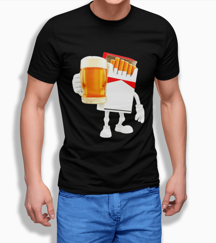 Pack Of Cigs With Beer Drinking Beer Smoking Cigarettes T-Shirt