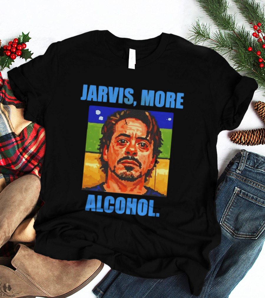 Jarvis More Alcohol Meme Iron Man Portrait Pop T-Shirt